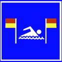 Swim between the flags sign