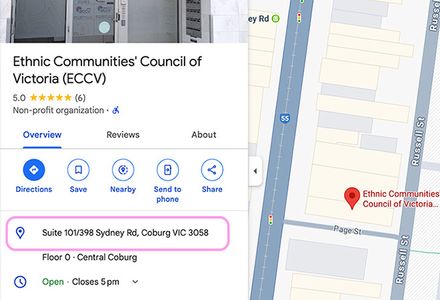 Map view of Google Maps indicating the location of the ECCV with a prominent marker.
